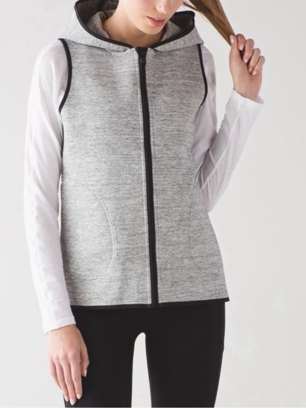 lululemon Insculpt Reversible Vest Size 8 Heathered Space Dye Hooded